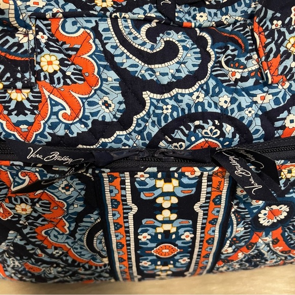 VERA BRADLEY Marrakech 2015 Weekender Trolly Bag Navy Orange Travel Quilted - Picture 3 of 14